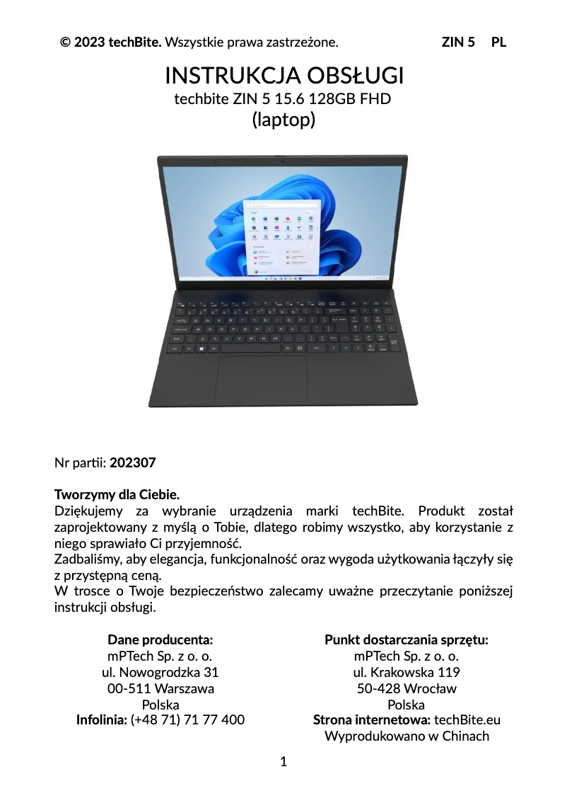 Image de la première page du manuel de l'appareil ZIN 5