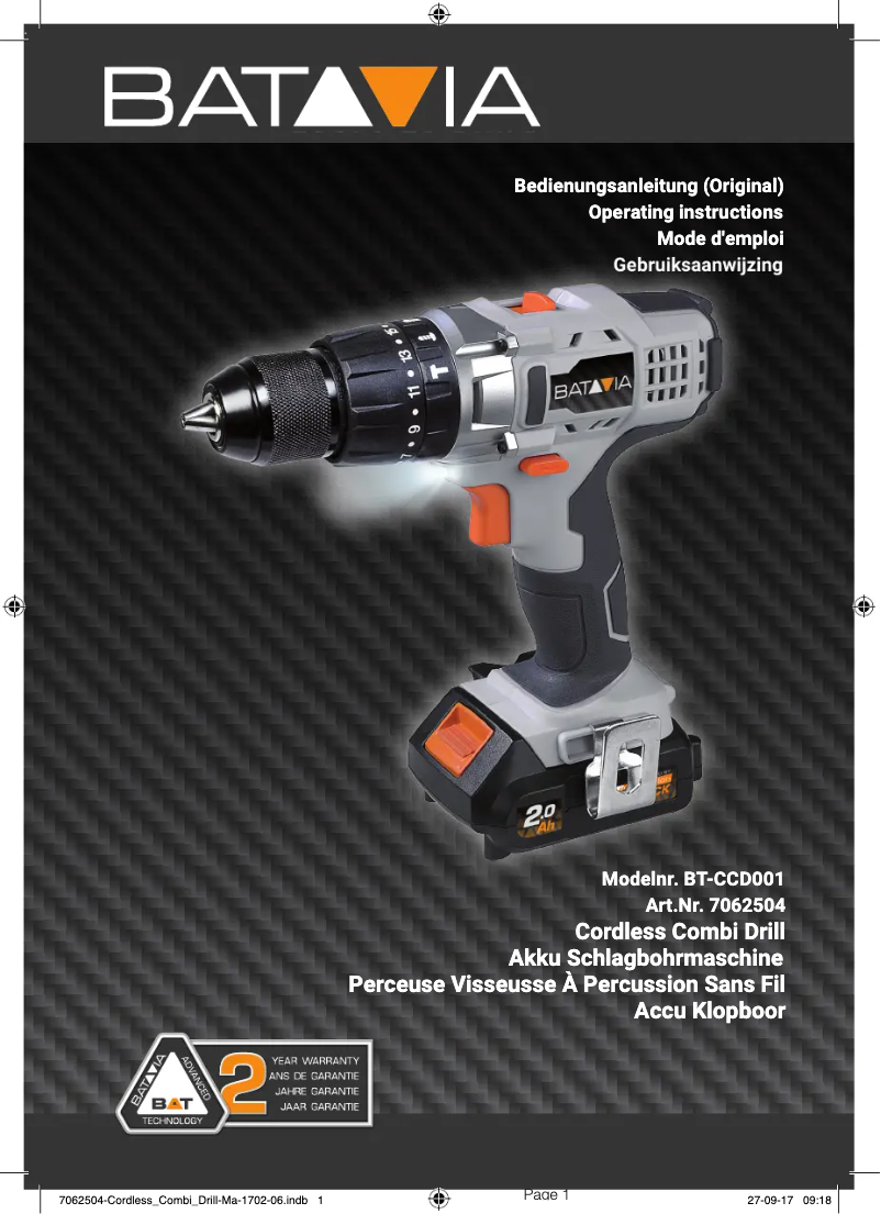 Page 1 de la notice Manuel utilisateur Batavia BT-CCD001