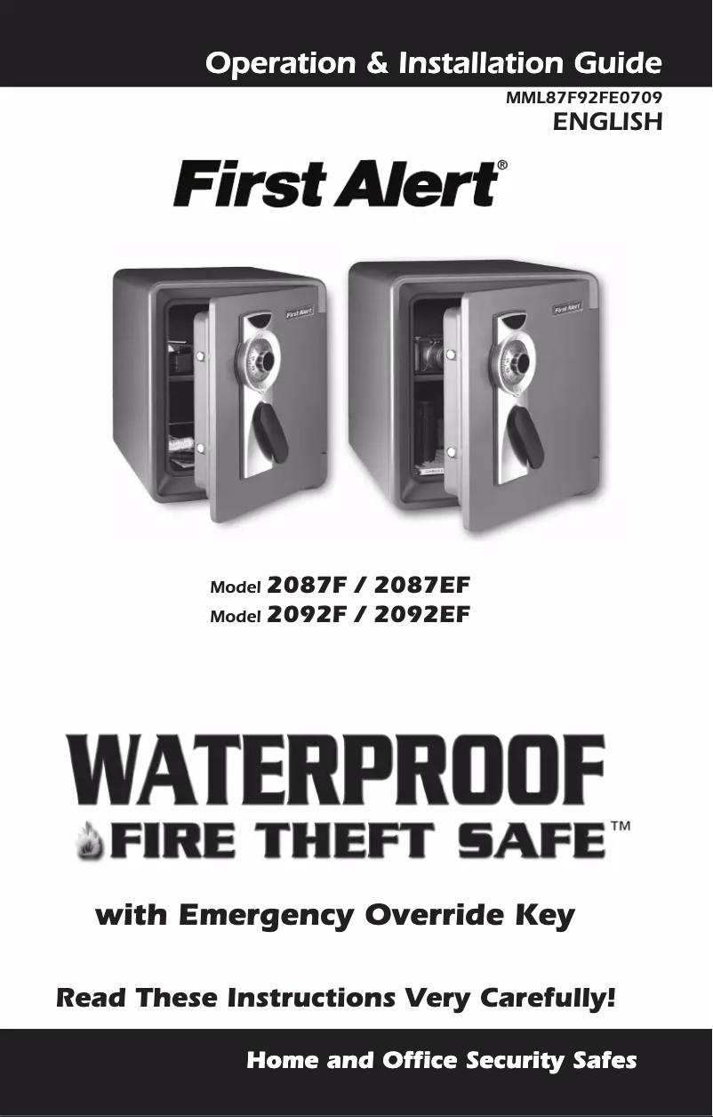 Page 1 de la notice Manuel d'utilisation et d'entretien First Alert 2087F