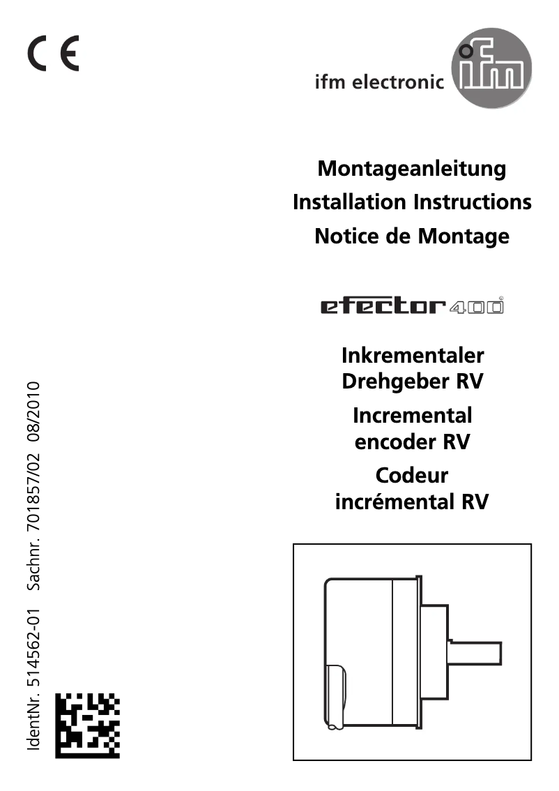 Page 1 de la notice Manuel utilisateur IFM RV6016