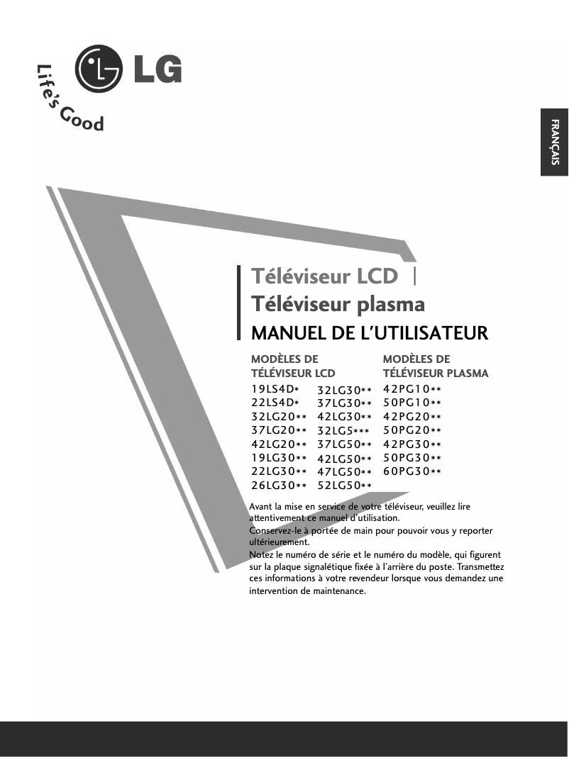 Image de la première page du manuel de l'appareil 50PG1000