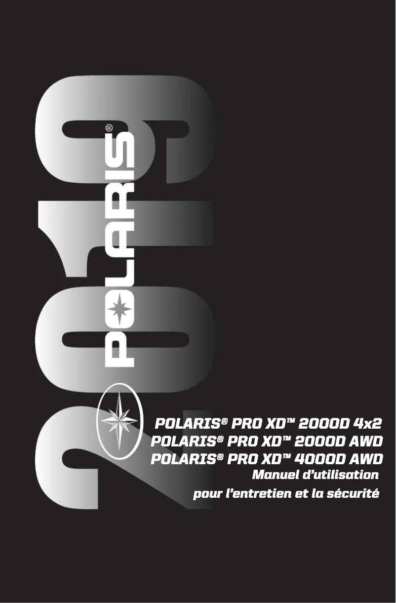 Page n°1 - Manuel utilisateur Polaris Pro XD 2000D AWD (2019)