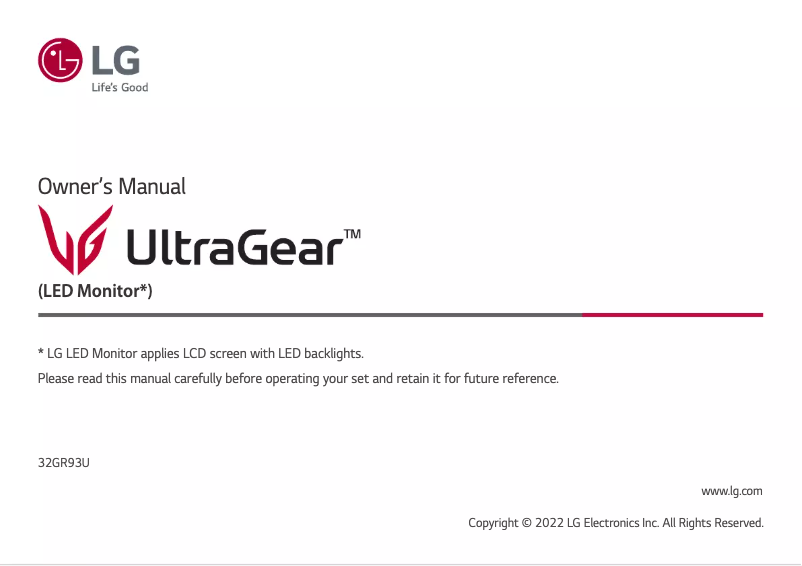 Page n°1 - Manuel utilisateur LG UltraGear 32GR93U-B