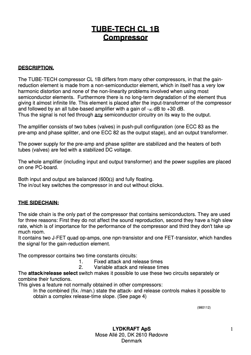 Página 1 del manual Manual de usuario Tube-Tech CL 1B
