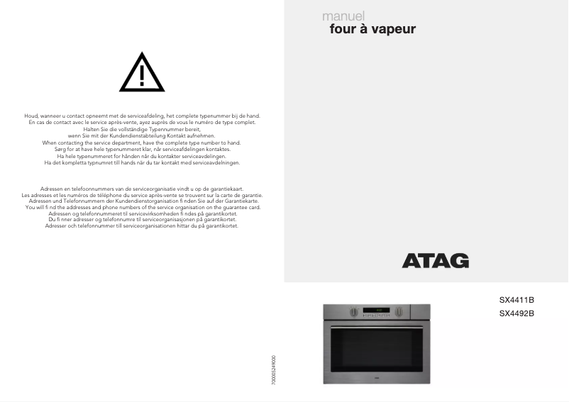 Page 1 de la notice Manuel utilisateur Atag SX4492B