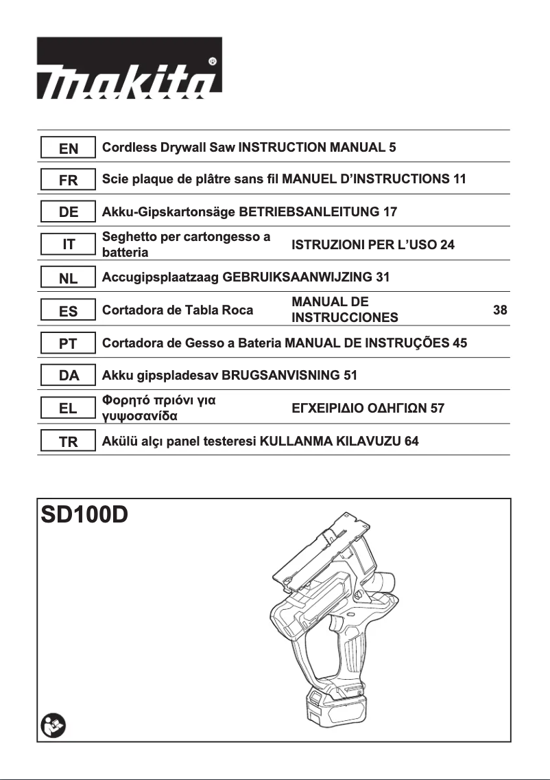 Page 1 de la notice Manuel utilisateur Makita SD100DZ
