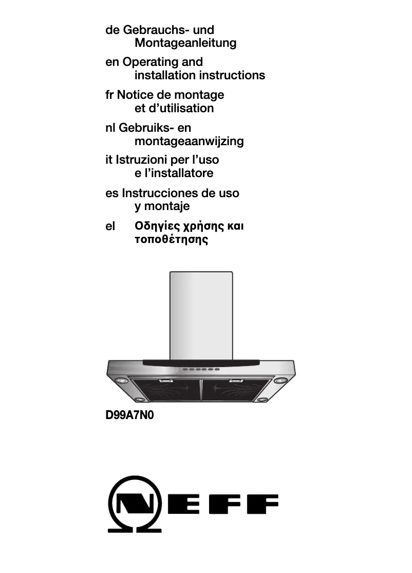 Page 1 de la notice Manuel utilisateur Neff D99A58NO