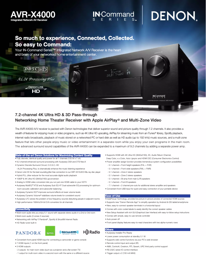 Image de la première page du manuel de l'appareil AVR-X4000