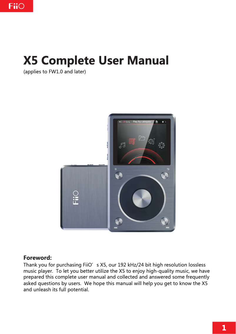 First page image of the manual for X5 2nd gen