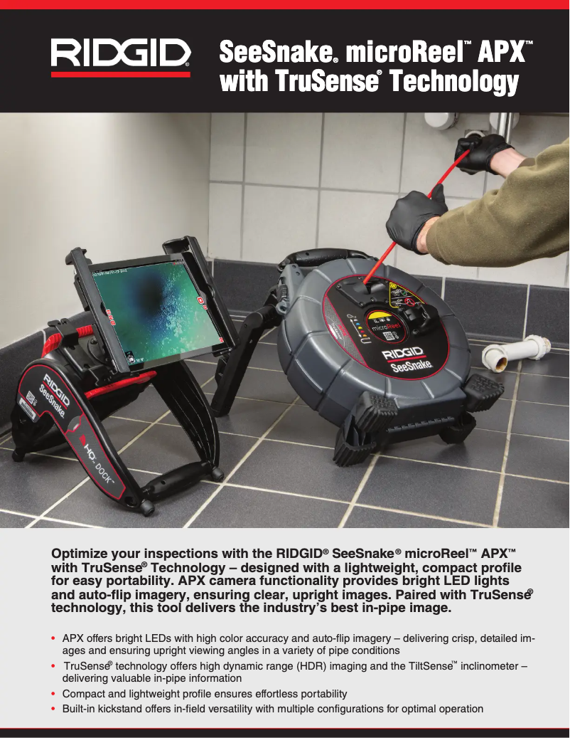 Page 1 de la notice Catalogue Ridgid SeeSnake microReel APX