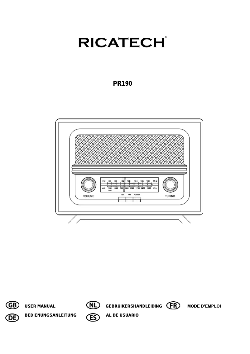 Page 1 de la notice Manuel utilisateur Ricatech PR190