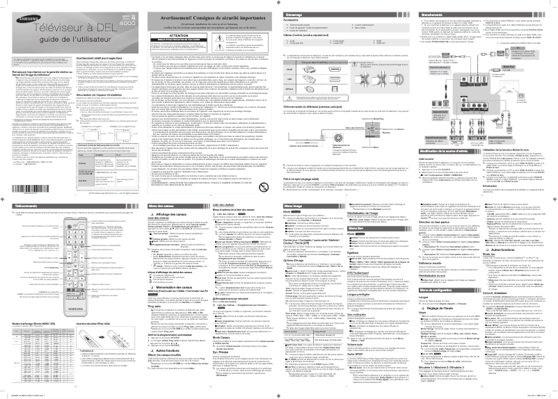 Page n°1 - Manuel utilisateur Samsung UN24H4000AF