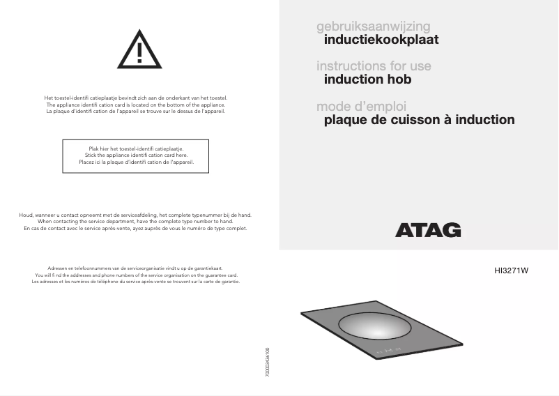 Page 1 de la notice Manuel utilisateur Atag HI3271W