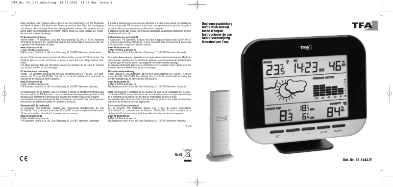 Page 1 de la notice Manuel utilisateur TFA Connect 35.1143.01