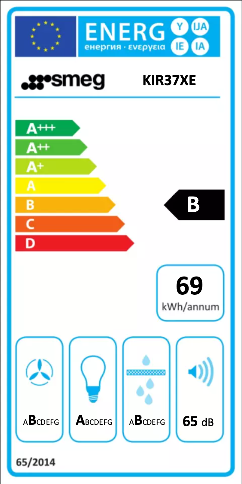 Page n°1 - Label énergétique Smeg KIR37XE