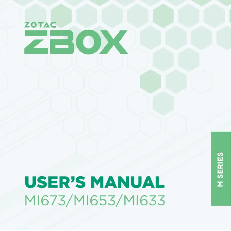 Imagen de la primera página del manual del dispositivo ZBOX MI633