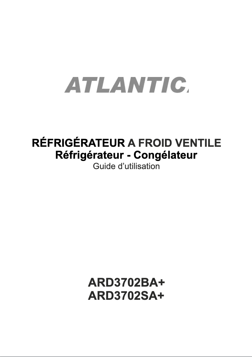Page 1 de la notice Manuel utilisateur Atlantic ARD3702SA+