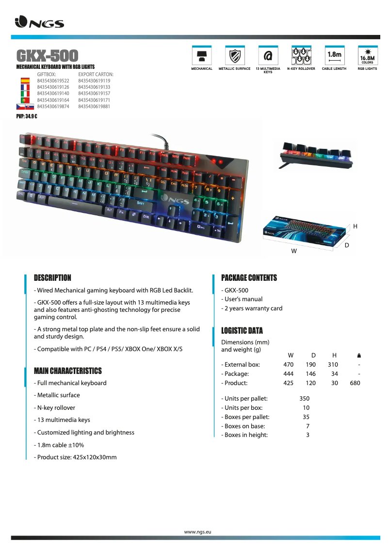 Page 1 de la notice Manuel utilisateur NGS GKX-500
