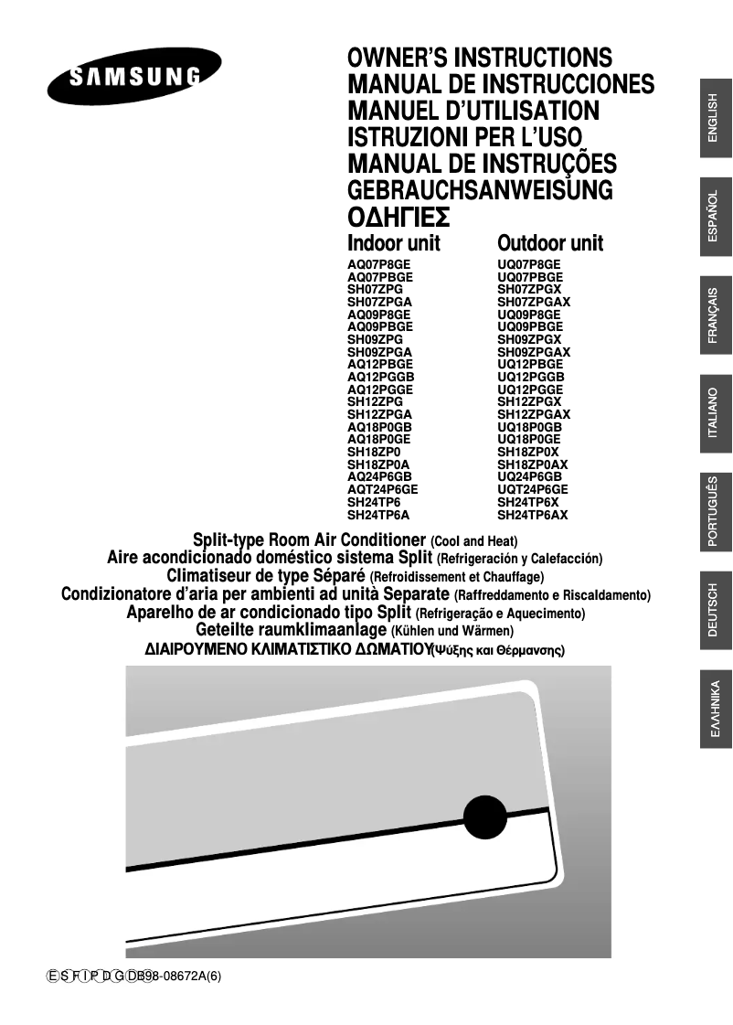 Page 1 de la notice Manuel utilisateur Samsung SH09ZPGAX