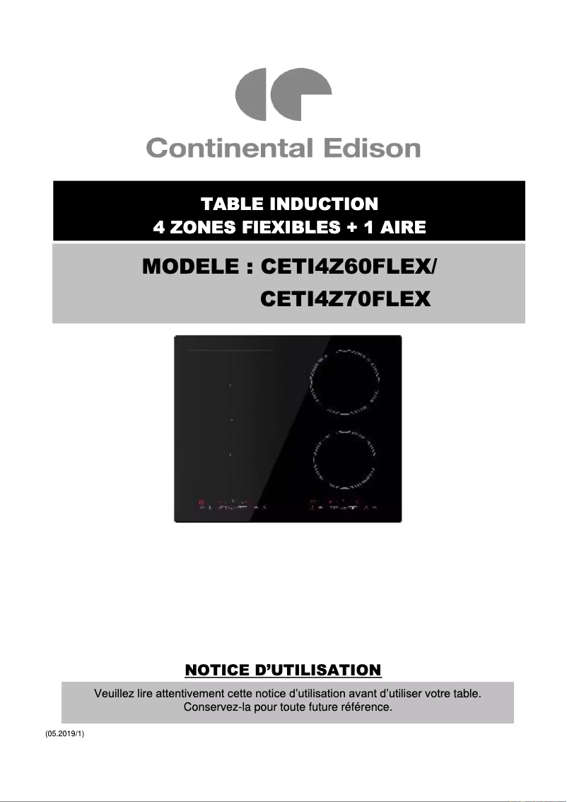 Page n°1 - Manuel utilisateur Continental Edison CETI4Z60FLEX