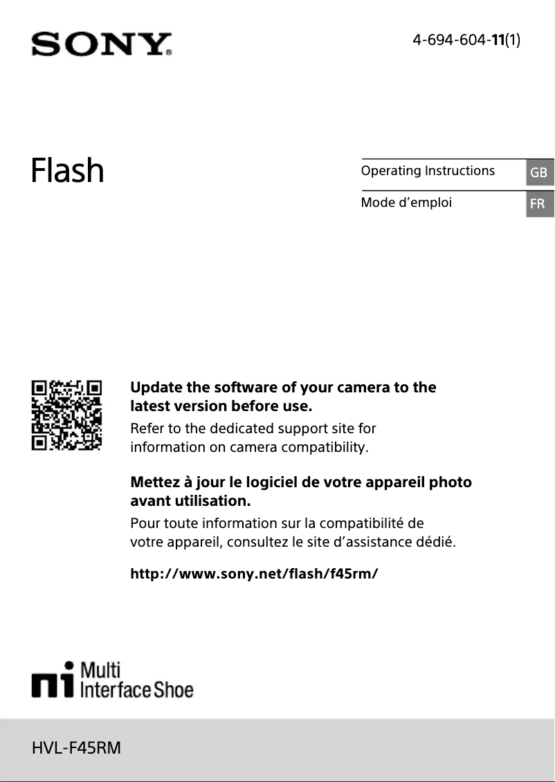 Page 1 de la notice Manuel utilisateur Sony HVL-F45RM