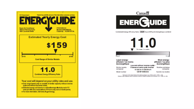 Page n°1 - Label énergétique Friedrich CEW18B33A