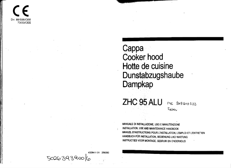 Page n°1 - Manuel utilisateur Zanussi ZHC 95