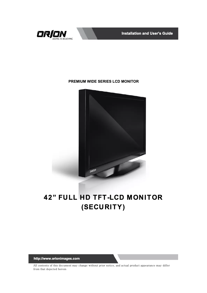 First page image of the manual for Premium 42RTH