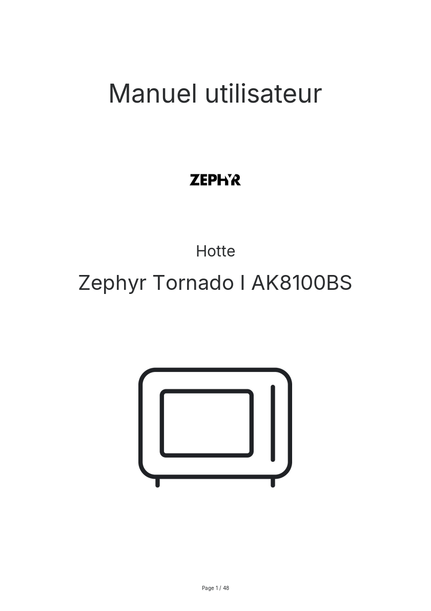 Image de la première page du manuel de l'appareil Tornado I AK8100BS