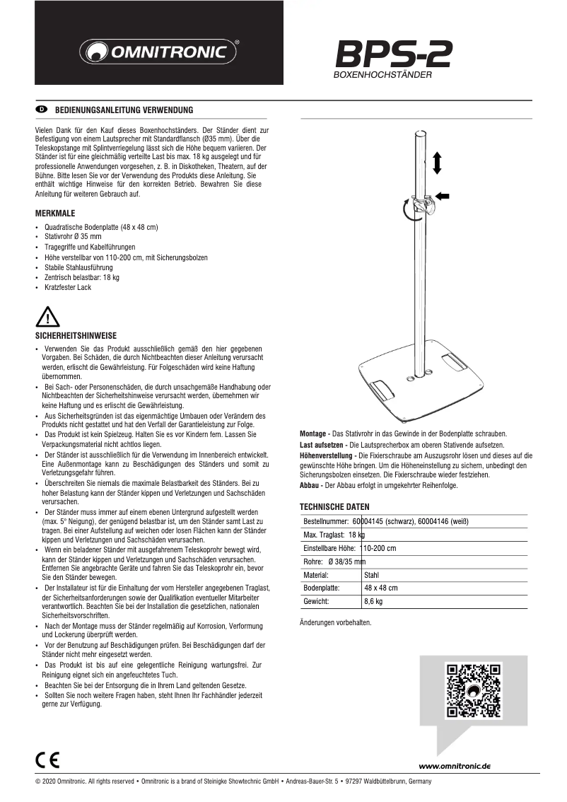 Page n°1 - Manuel utilisateur Omnitronic BPS-2