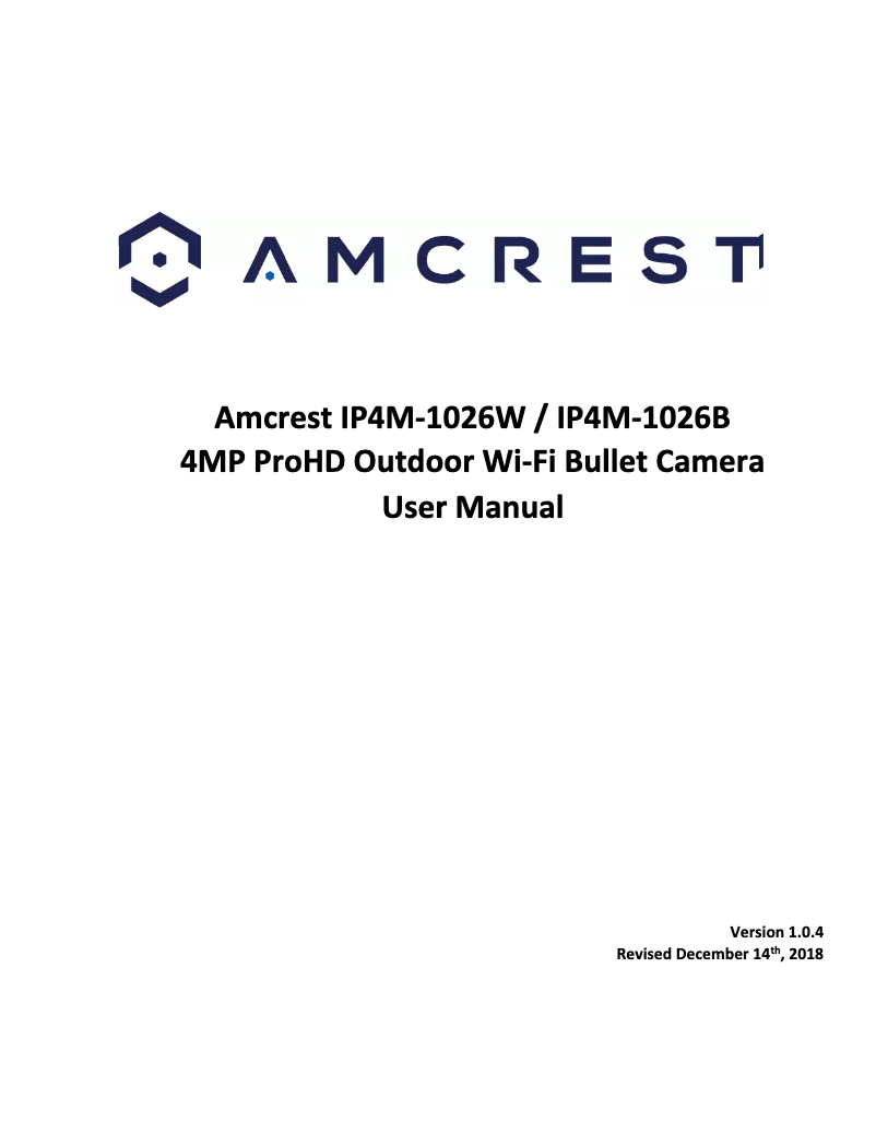 Page n°1 - Manuel utilisateur Amcrest IP4M-1026B