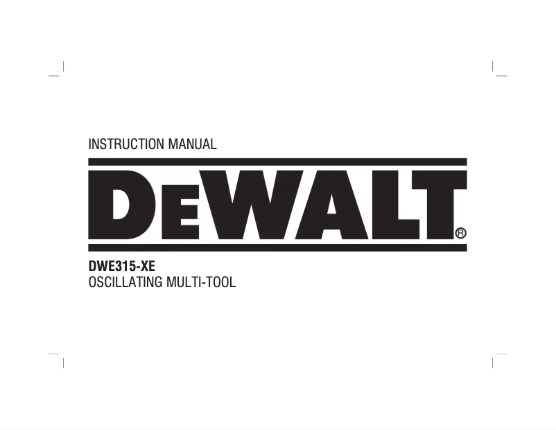 Page 1 de la notice Manuel utilisateur DeWalt DWE315-XE