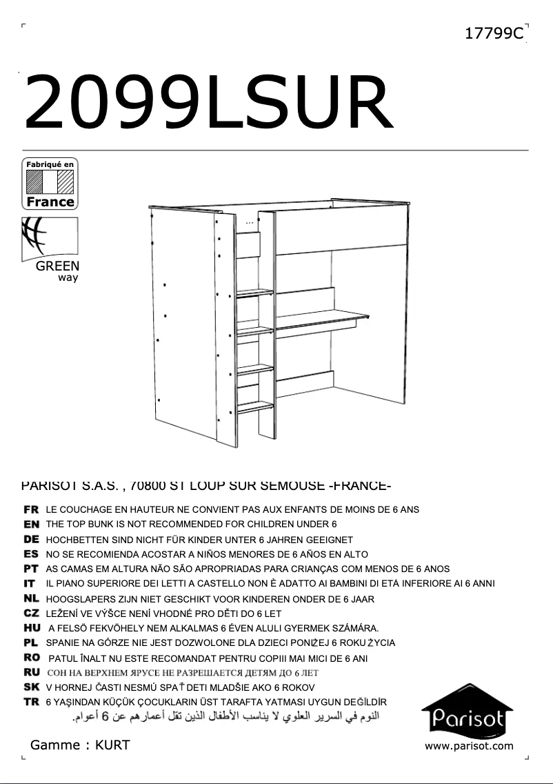Page 1 de la notice Manuel utilisateur Parisot Kurt 2099LSUR