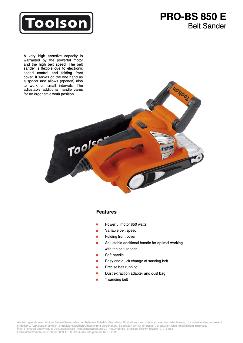 Image de la première page du manuel de l'appareil PRO-BS 850 E