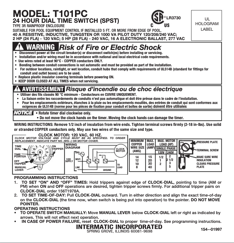 Image de la première page du manuel de l'appareil T101PC