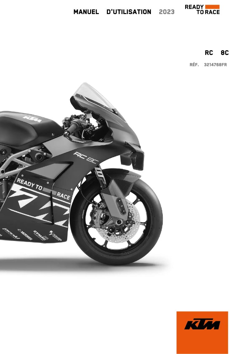 Page 1 de la notice Manuel utilisateur KTM RC 8C (2023)