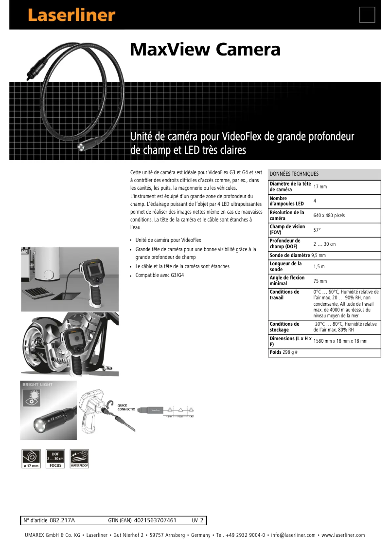 Image de la première page du manuel de l'appareil MaxView Camera