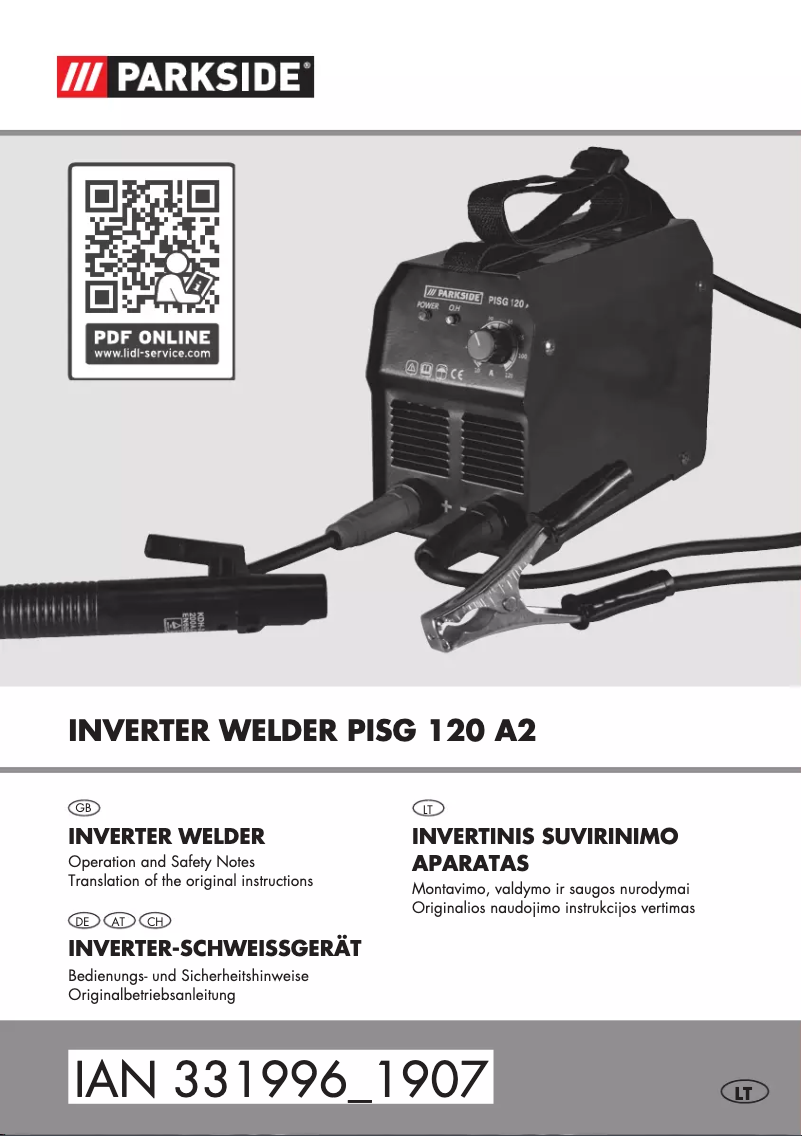 Page 1 de la notice Manuel utilisateur Parkside PISG 80 A4