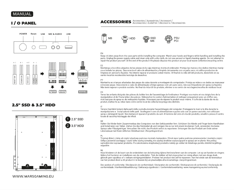 Page 1 de la notice Manuel utilisateur Mars Gaming MC-CORE