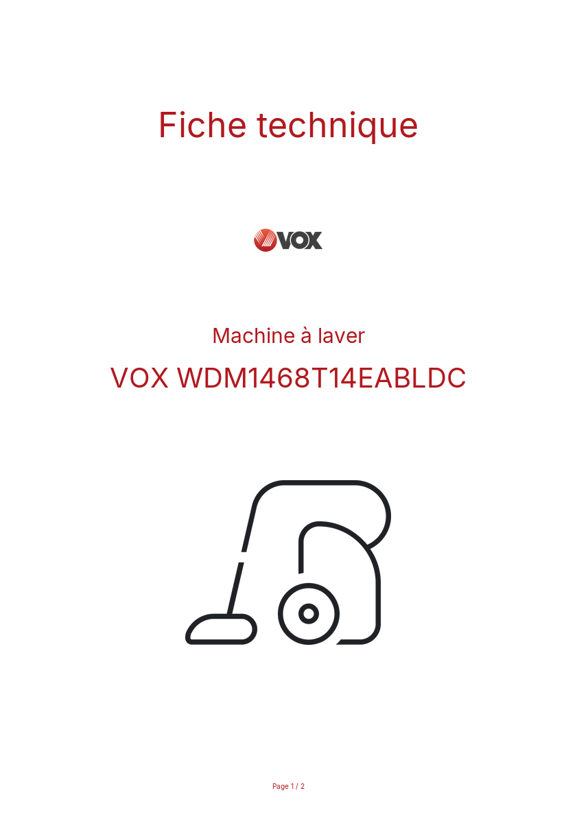 Image de la première page du manuel de l'appareil WDM1468T14EABLDC