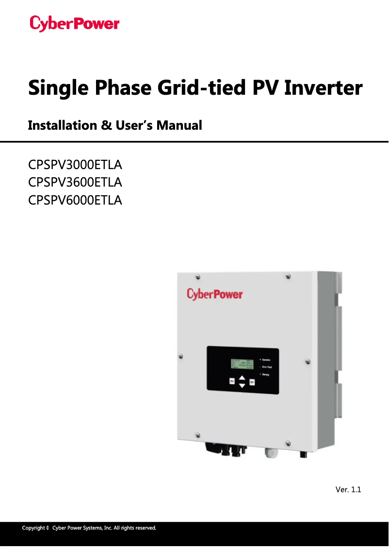 Image de la première page du manuel de l'appareil CPSPV3600ETLA