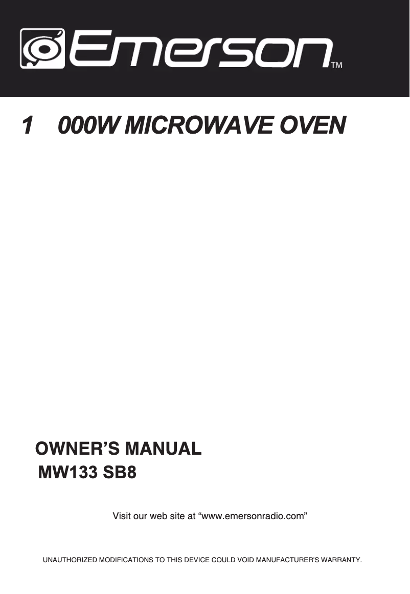 Page 1 de la notice Manuel utilisateur Emerson MW1338SB