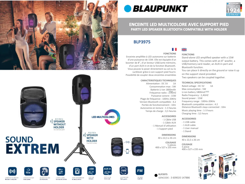 Page 1 de la notice Manuel utilisateur Blaupunkt BLP3975