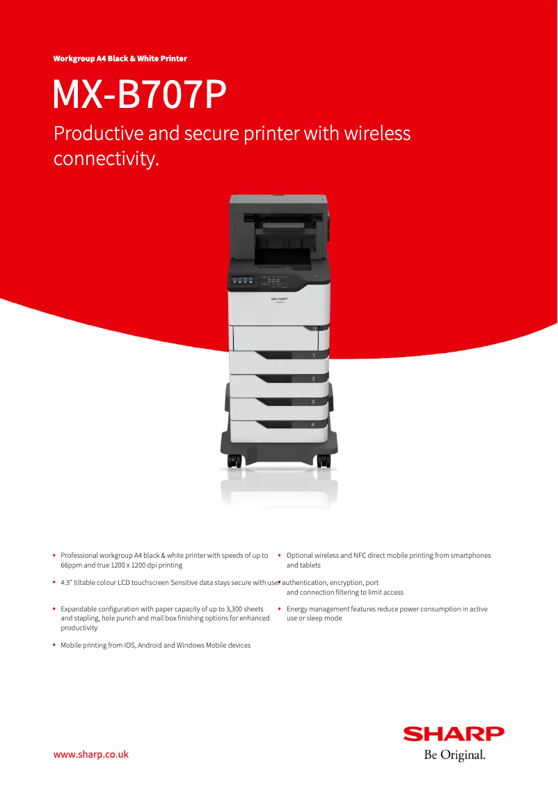 Page n°1 - Fiche technique Sharp MX-B707P