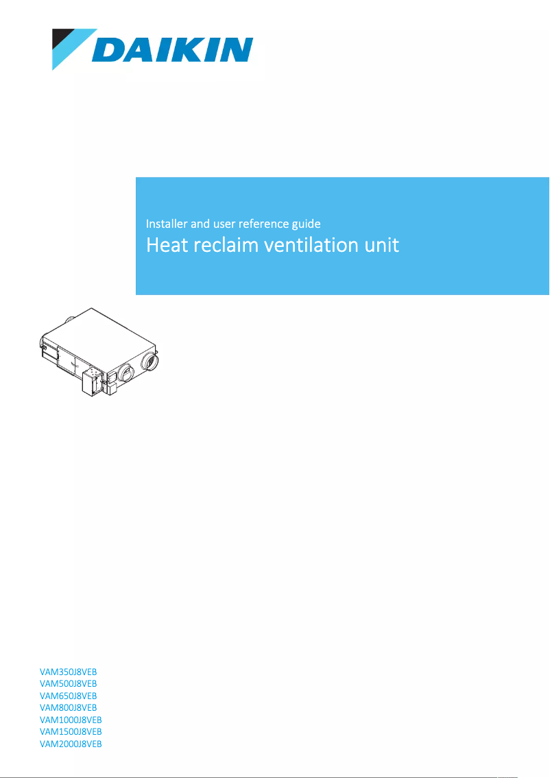 Page 1 de la notice Manuel utilisateur Daikin VAM1000J8VEB