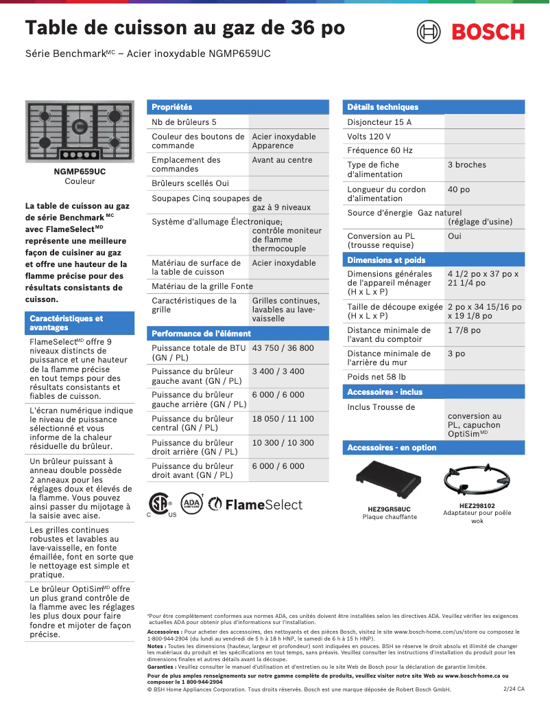 Página 1 del manual Ficha técnica Bosch NGMP659UC