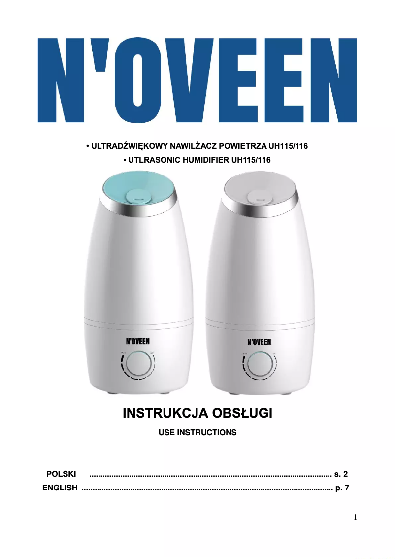Page 1 de la notice Manuel utilisateur N'oveen UH115