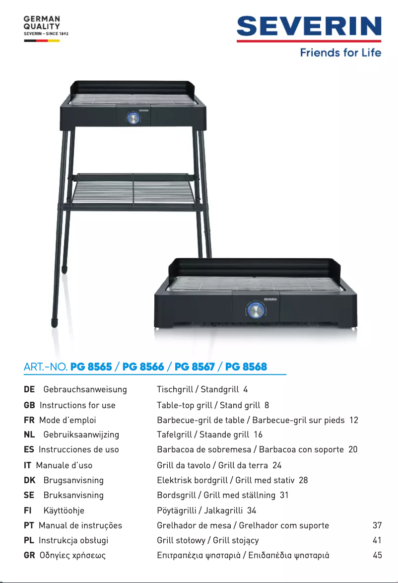 Page n°1 - Manuel utilisateur Severin PG 8568