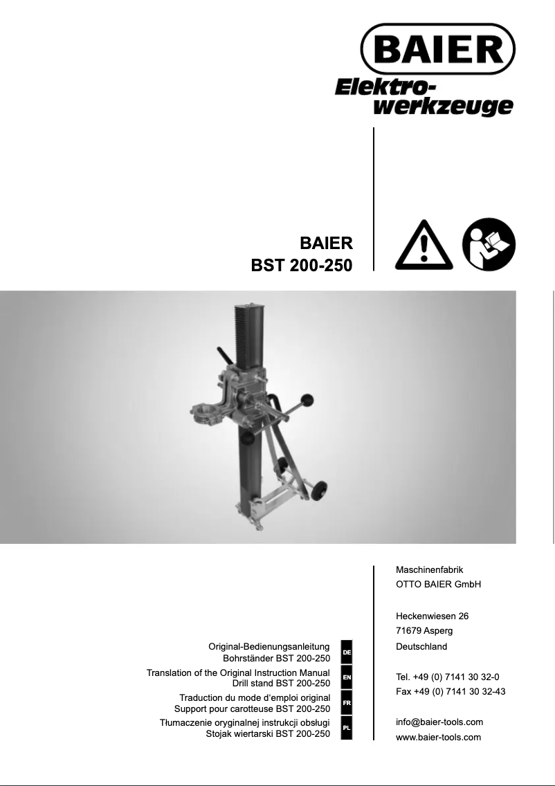 Page 1 de la notice Manuel utilisateur Baier BST 250