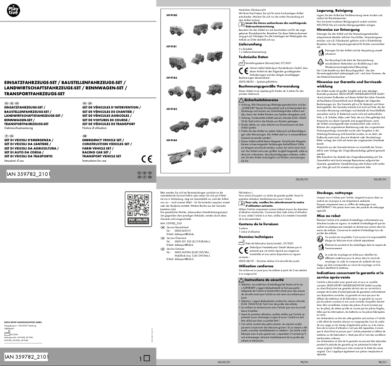 Page 1 de la notice Manuel utilisateur Playtive IAN 359782